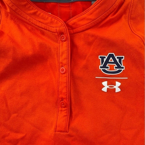 Under Armour Loose Women’s Auburn Golf Henley Dry Fit Polo Orange Small - Picture 3 of 8